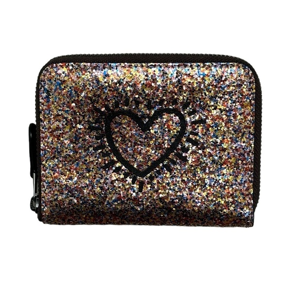 Coach X Keith Haring Small Zip Around Wallet Multi Glitter #F55639 New With Tags - Picture 13 of 16